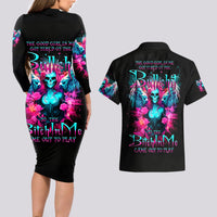 Witch Skull Couples Matching Long Sleeve Bodycon Dress and Hawaiian Shirt The Good Girl In Me Got Tired Of The Bullshit - Wonder Print Shop