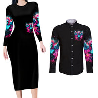 Witch Skull Couples Matching Long Sleeve Bodycon Dress and Long Sleeve Button Shirt The Good Girl In Me Got Tired Of The Bullshit - Wonder Print Shop