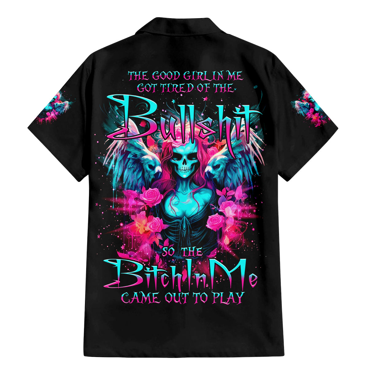 Witch Skull Family Matching Mermaid Dress and Hawaiian Shirt The Good Girl In Me Got Tired Of The Bullshit - Wonder Print Shop