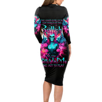Witch Skull Long Sleeve Bodycon Dress The Good Girl In Me Got Tired Of The Bullshit - Wonder Print Shop