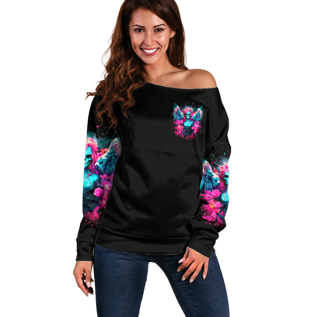 Witch Skull Off Shoulder Sweater The Good Girl In Me Got Tired Of The Bullshit - Wonder Print Shop