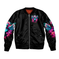 Witch Skull Sleeve Zip Bomber Jacket The Good Girl In Me Got Tired Of The Bullshit - Wonder Print Shop