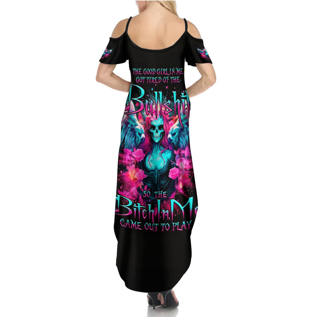 Witch Skull Summer Maxi Dress The Good Girl In Me Got Tired Of The Bullshit - Wonder Print Shop