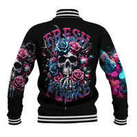 Rose Skull Baseball Jacket Fresh Out Of Fucks - Wonder Print Shop