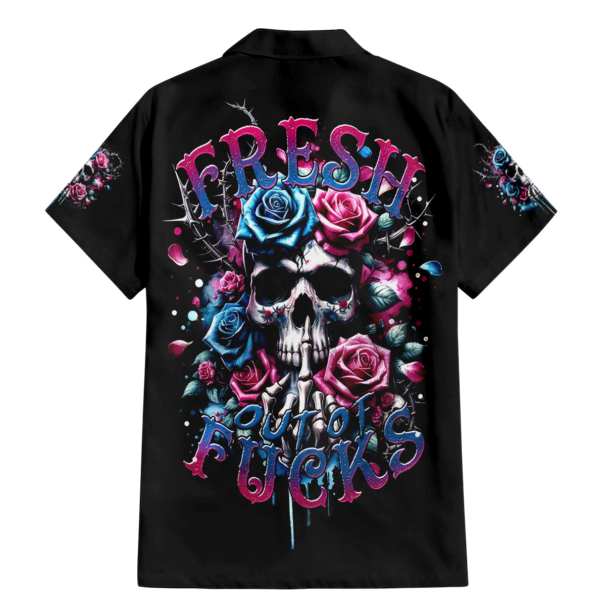 Rose Skull Family Matching Mermaid Dress and Hawaiian Shirt Fresh Out Of Fucks - Wonder Print Shop