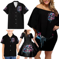 Rose Skull Family Matching Off Shoulder Short Dress and Hawaiian Shirt Fresh Out Of Fucks - Wonder Print Shop
