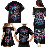 Rose Skull Family Matching Puletasi and Hawaiian Shirt Fresh Out Of Fucks - Wonder Print Shop