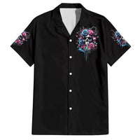 Rose Skull Family Matching Short Sleeve Bodycon Dress and Hawaiian Shirt Fresh Out Of Fucks - Wonder Print Shop