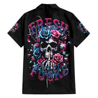 Rose Skull Family Matching Short Sleeve Bodycon Dress and Hawaiian Shirt Fresh Out Of Fucks - Wonder Print Shop