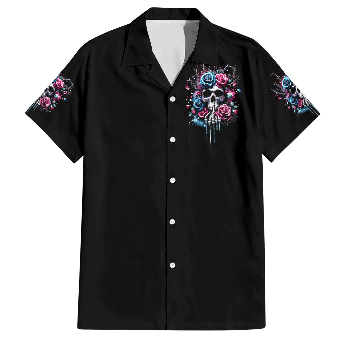 Rose Skull Hawaiian Shirt Fresh Out Of Fucks - Wonder Print Shop