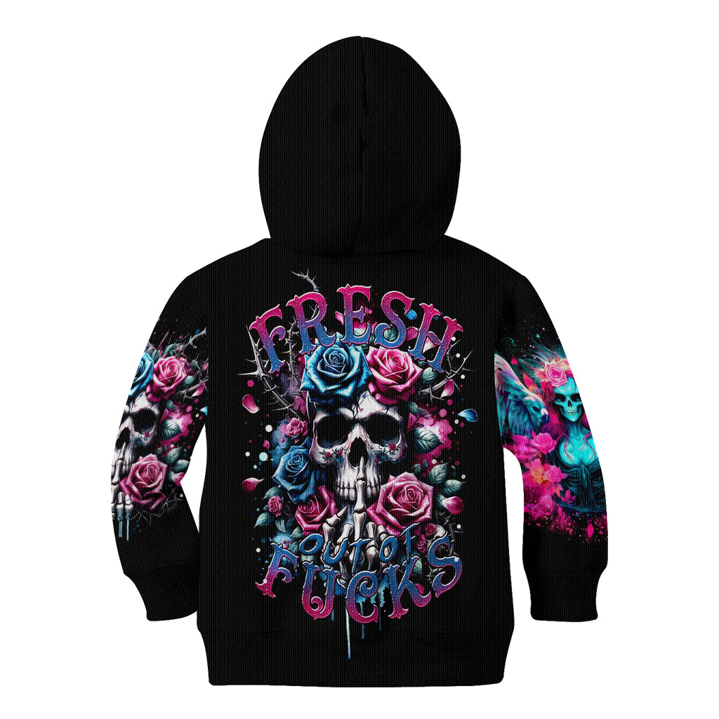 Rose Skull Kid Hoodie Fresh Out Of Fucks - Wonder Print Shop