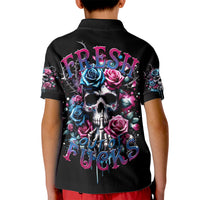 Rose Skull Kid Polo Shirt Fresh Out Of Fucks - Wonder Print Shop