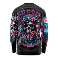 Rose Skull Long Sleeve Shirt Fresh Out Of Fucks - Wonder Print Shop