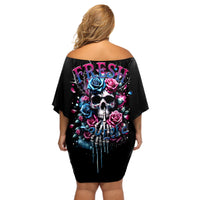 Rose Skull Off Shoulder Short Dress Fresh Out Of Fucks - Wonder Print Shop