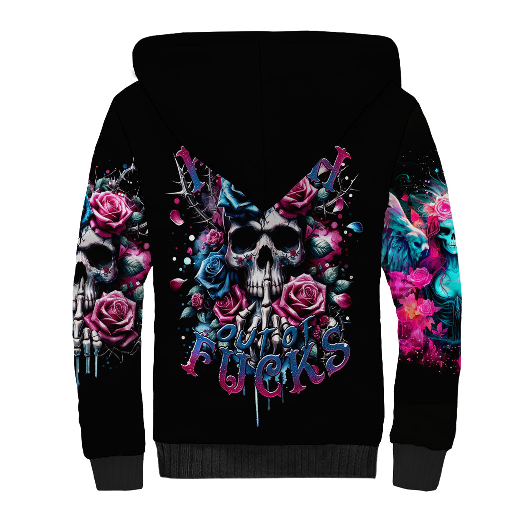 Rose Skull Sherpa Hoodie Fresh Out Of Fucks - Wonder Print Shop