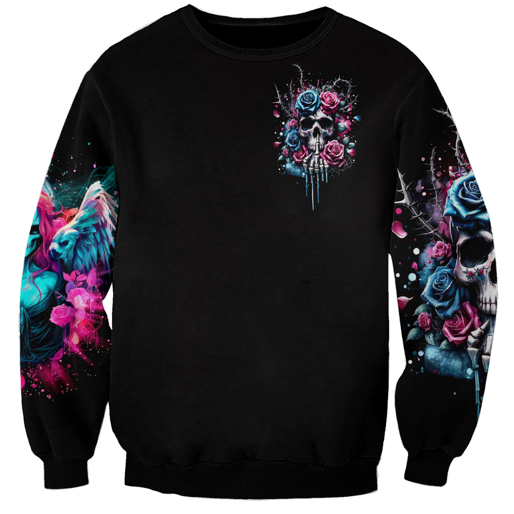 Rose Skull Sweatshirt Fresh Out Of Fucks - Wonder Print Shop