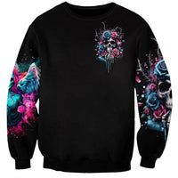 Rose Skull Sweatshirt Fresh Out Of Fucks - Wonder Print Shop