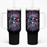Rose Skull Tumbler With Handle Fresh Out Of Fucks - Wonder Print Shop