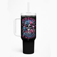 Rose Skull Tumbler With Handle Fresh Out Of Fucks - Wonder Print Shop