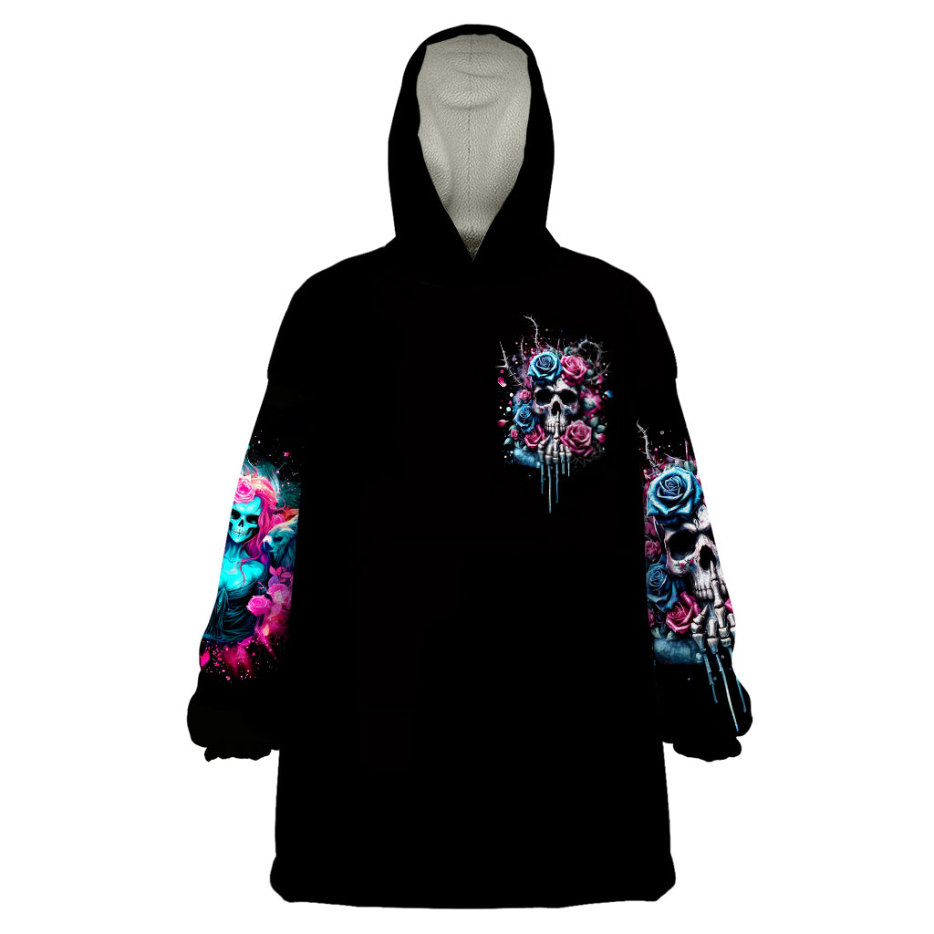 Rose Skull Wearable Blanket Hoodie Fresh Out Of Fucks - Wonder Print Shop