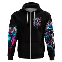 Rose Skull Zip Hoodie Fresh Out Of Fucks - Wonder Print Shop