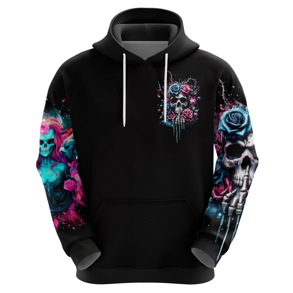 Rose Skull Zip Hoodie Fresh Out Of Fucks - Wonder Print Shop