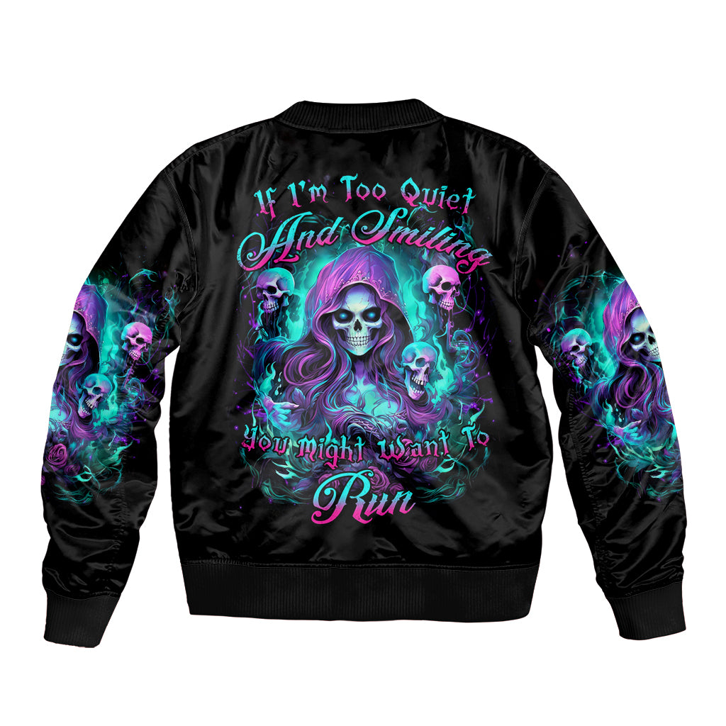 Witch Skull Bomber Jacket If I'm Too Quiet And Smiling You Might Want To Run - Wonder Print Shop