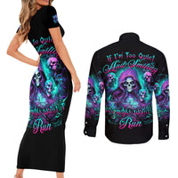 Witch Skull Couples Matching Short Sleeve Bodycon Dress and Long Sleeve Button Shirt If I'm Too Quiet And Smiling You Might Want To Run - Wonder Print Shop