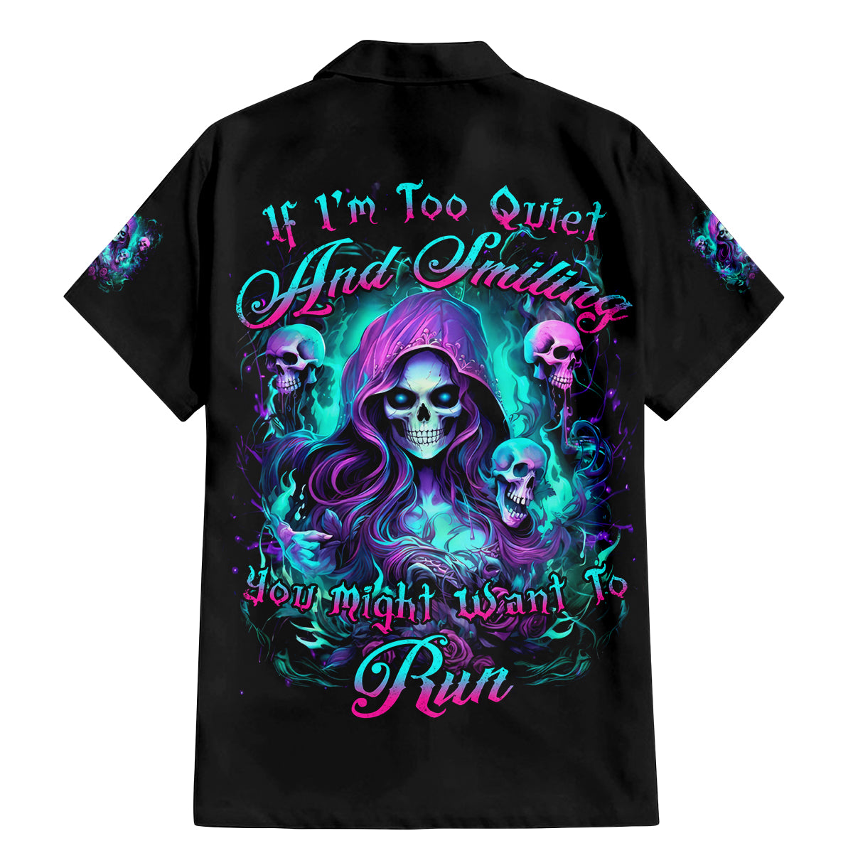 Witch Skull Family Matching Mermaid Dress and Hawaiian Shirt If I'm Too Quiet And Smiling You Might Want To Run - Wonder Print Shop