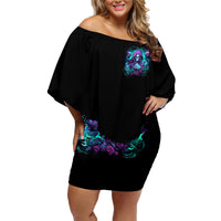 Witch Skull Family Matching Off Shoulder Short Dress and Hawaiian Shirt If I'm Too Quiet And Smiling You Might Want To Run - Wonder Print Shop