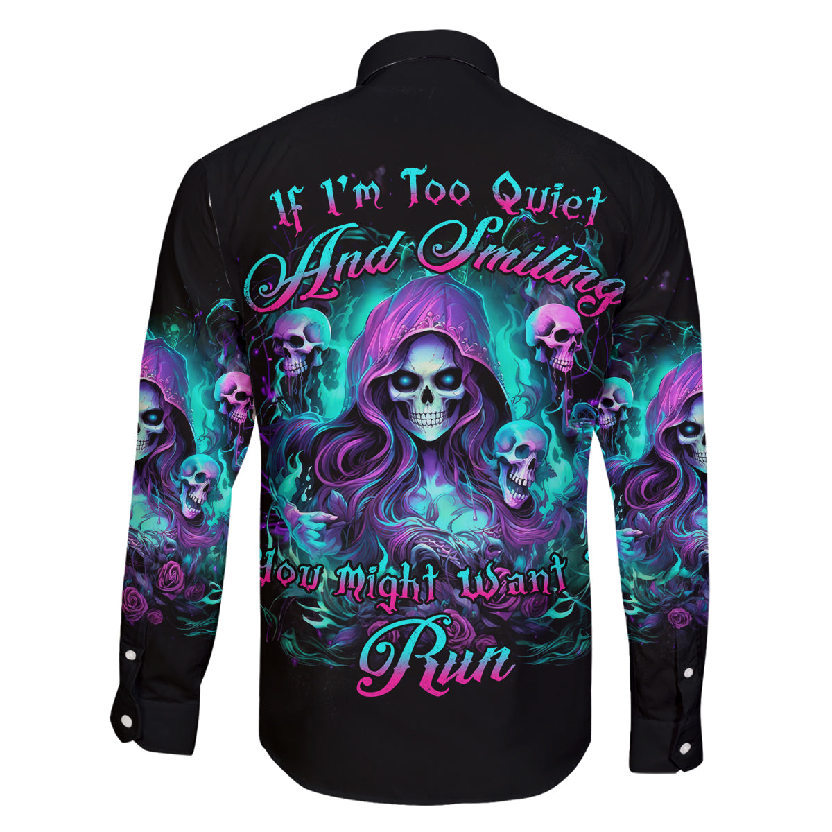 Witch Skull Family Matching Puletasi and Hawaiian Shirt If I'm Too Quiet And Smiling You Might Want To Run - Wonder Print Shop