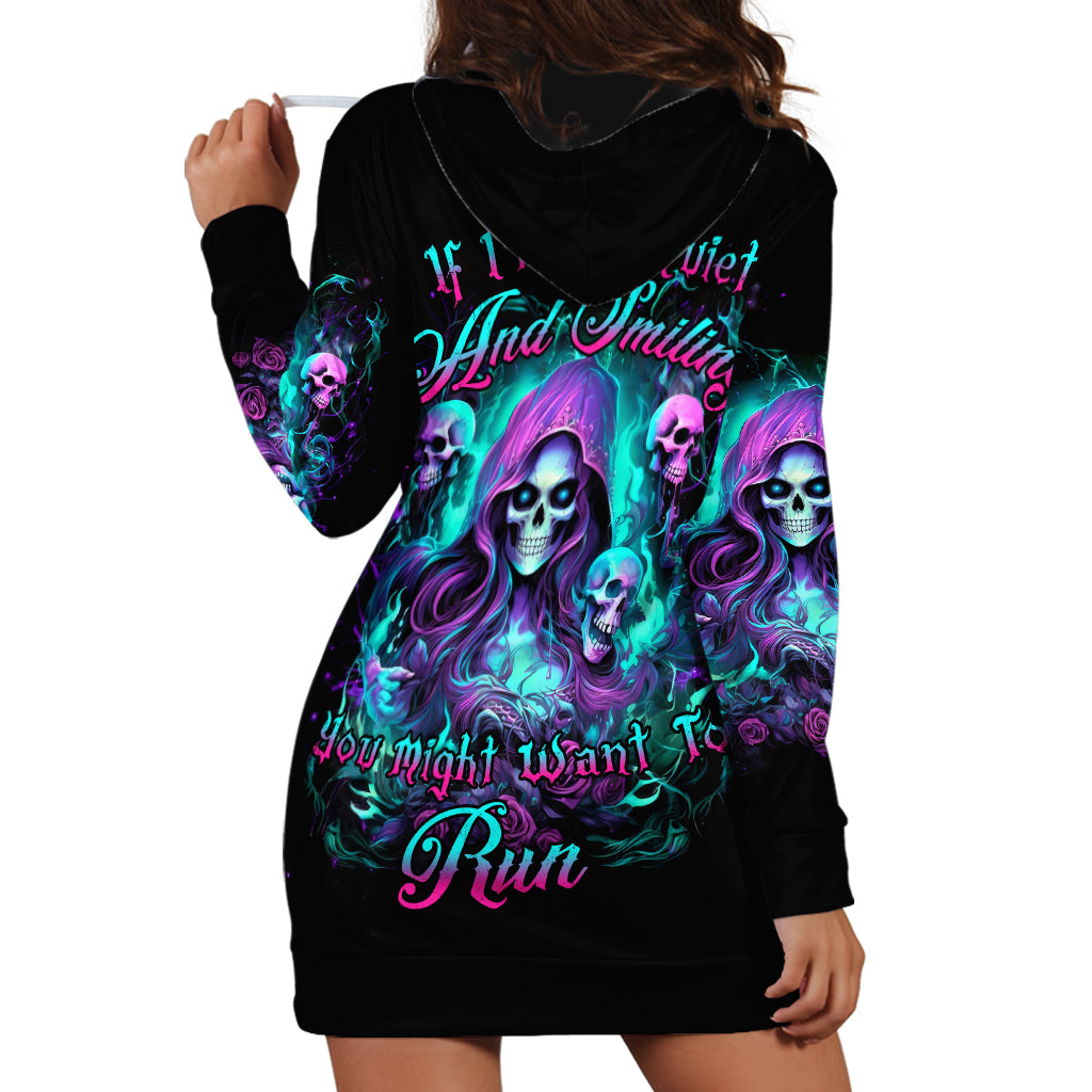 Witch Skull Hoodie Dress If I'm Too Quiet And Smiling You Might Want To Run - Wonder Print Shop