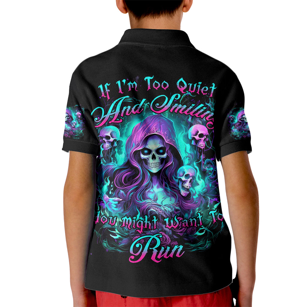 Witch Skull Kid Polo Shirt If I'm Too Quiet And Smiling You Might Want To Run - Wonder Print Shop