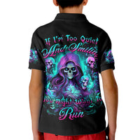 Witch Skull Kid Polo Shirt If I'm Too Quiet And Smiling You Might Want To Run - Wonder Print Shop
