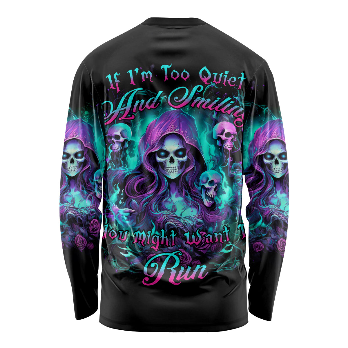 Witch Skull Long Sleeve Shirt If I'm Too Quiet And Smiling You Might Want To Run - Wonder Print Shop