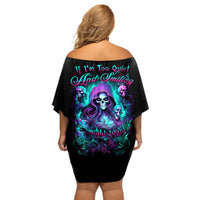 Witch Skull Off Shoulder Short Dress If I'm Too Quiet And Smiling You Might Want To Run - Wonder Print Shop