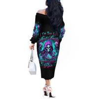 Witch Skull Off The Shoulder Long Sleeve Dress If I'm Too Quiet And Smiling You Might Want To Run - Wonder Print Shop