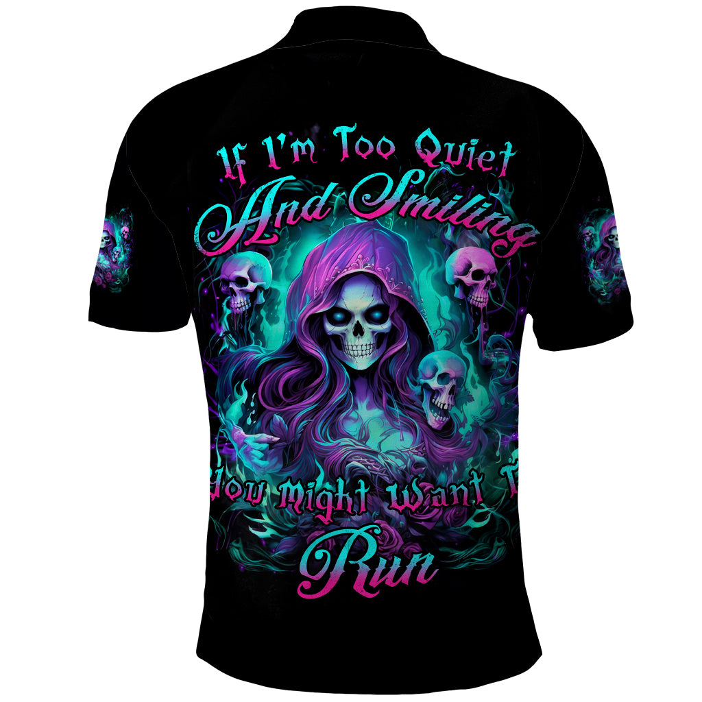 Witch Skull Polo Shirt If I'm Too Quiet And Smiling You Might Want To Run - Wonder Print Shop
