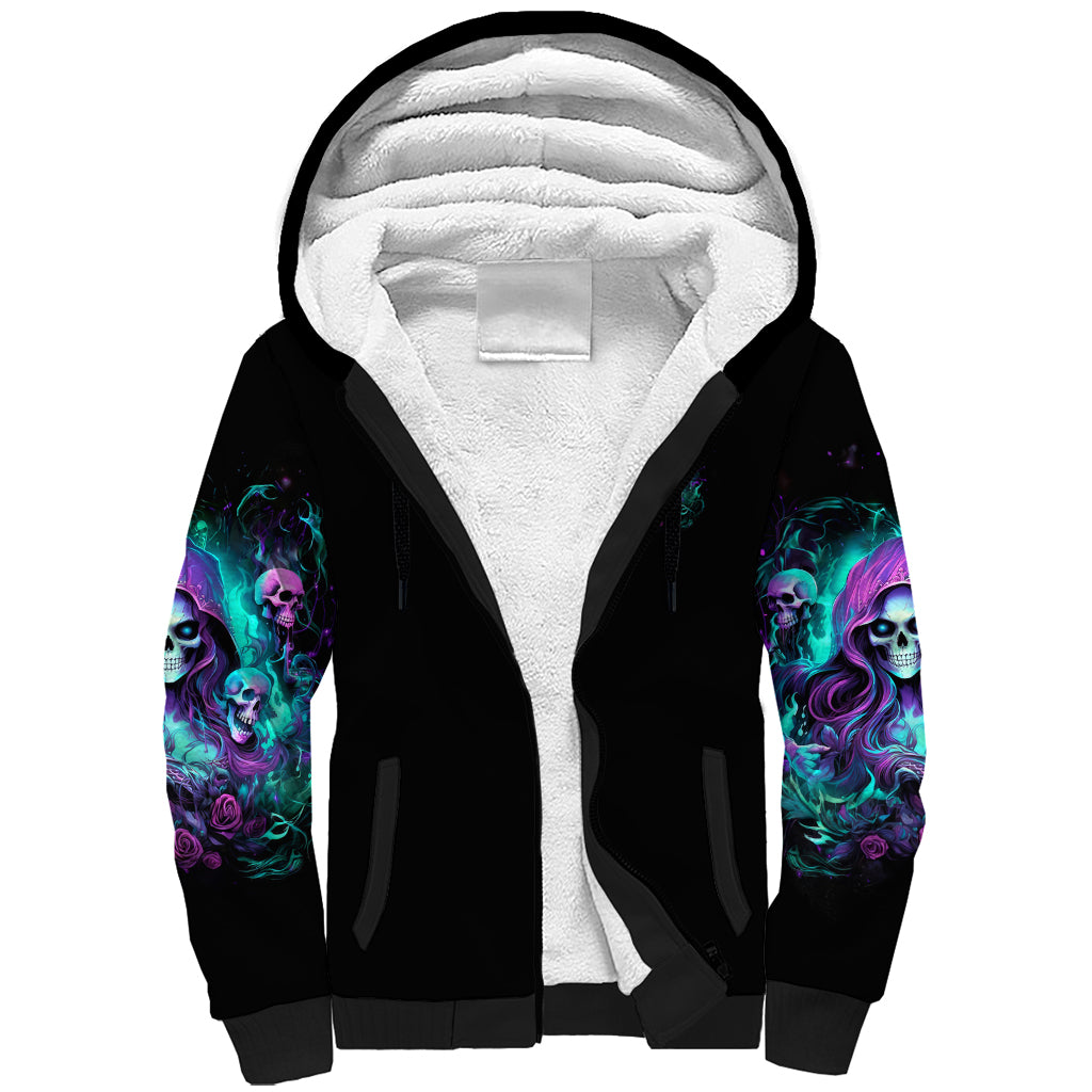 Witch Skull Sherpa Hoodie If I'm Too Quiet And Smiling You Might Want To Run - Wonder Print Shop