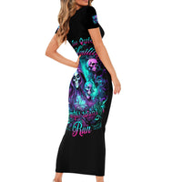Witch Skull Short Sleeve Bodycon Dress If I'm Too Quiet And Smiling You Might Want To Run - Wonder Print Shop