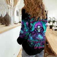 Witch Skull Women Casual Shirt If I'm Too Quiet And Smiling You Might Want To Run - Wonder Print Shop