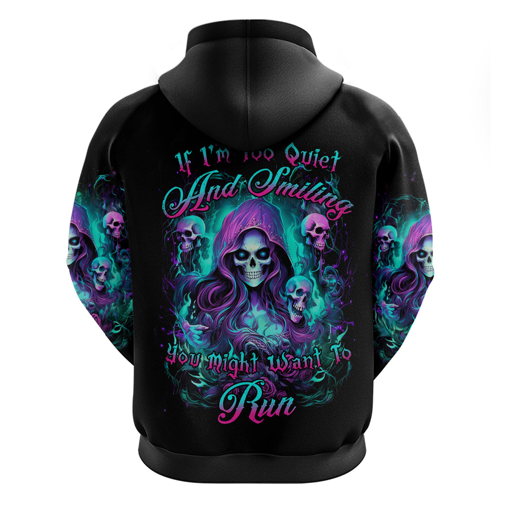 Witch Skull Zip Hoodie If I'm Too Quiet And Smiling You Might Want To Run - Wonder Print Shop