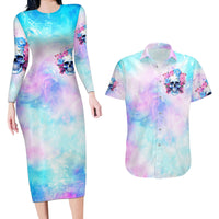Flower Skull Couples Matching Long Sleeve Bodycon Dress and Hawaiian Shirt I'm Not Anti-Social I'm Just Not User Friendly - Wonder Print Shop