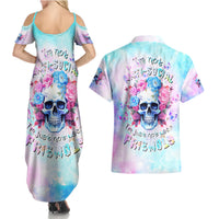 Flower Skull Couples Matching Summer Maxi Dress and Hawaiian Shirt I'm Not Anti-Social I'm Just Not User Friendly - Wonder Print Shop