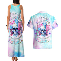 Flower Skull Couples Matching Tank Maxi Dress and Hawaiian Shirt I'm Not Anti-Social I'm Just Not User Friendly - Wonder Print Shop