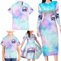Flower Skull Family Matching Long Sleeve Bodycon Dress and Hawaiian Shirt I'm Not Anti-Social I'm Just Not User Friendly - Wonder Print Shop