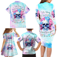 Flower Skull Family Matching Long Sleeve Bodycon Dress and Hawaiian Shirt I'm Not Anti-Social I'm Just Not User Friendly - Wonder Print Shop