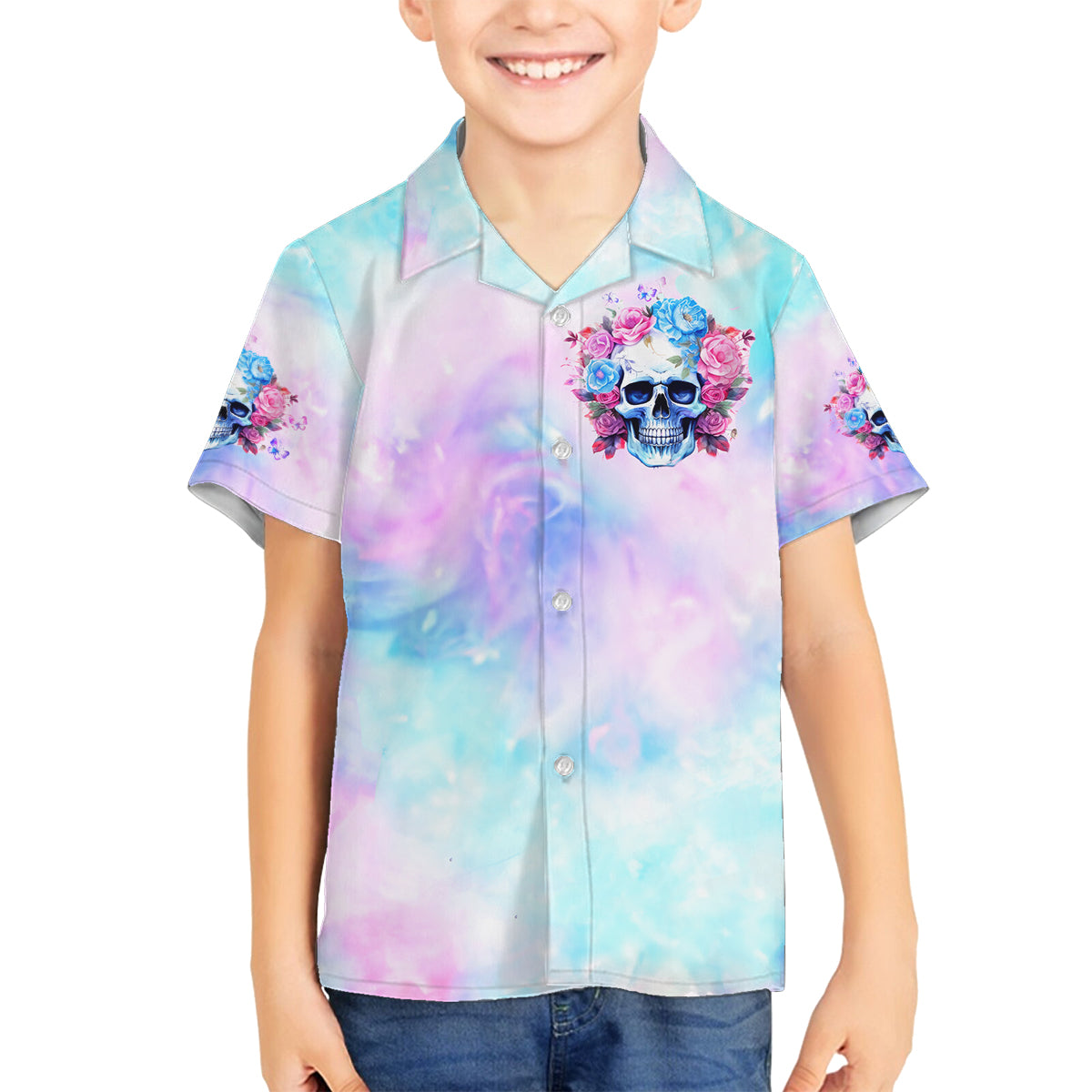 Flower Skull Family Matching Long Sleeve Bodycon Dress and Hawaiian Shirt I'm Not Anti-Social I'm Just Not User Friendly - Wonder Print Shop