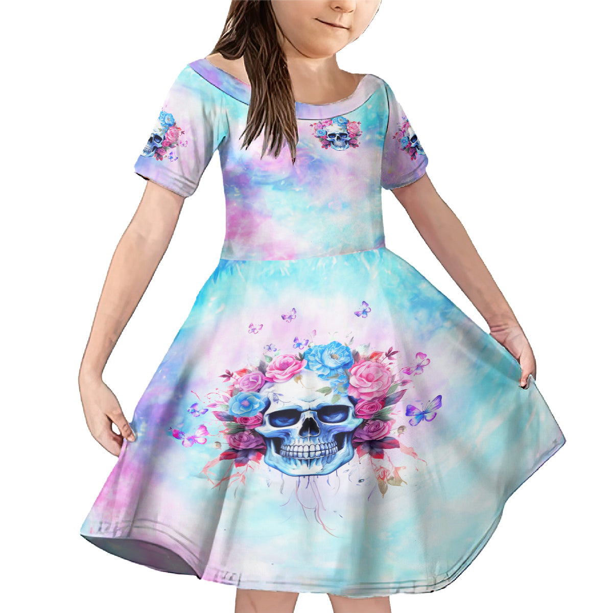 Flower Skull Family Matching Mermaid Dress and Hawaiian Shirt I'm Not Anti-Social I'm Just Not User Friendly - Wonder Print Shop