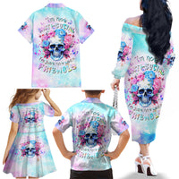 Flower Skull Family Matching Off Shoulder Long Sleeve Dress and Hawaiian Shirt I'm Not Anti-Social I'm Just Not User Friendly - Wonder Print Shop